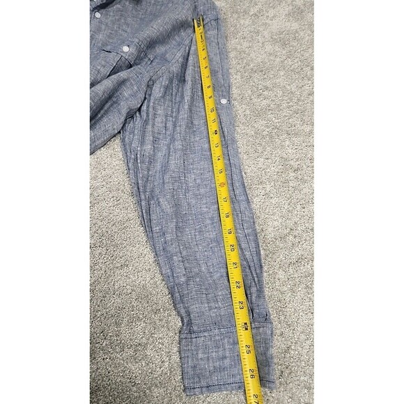 Island Company Linen Pilot Shirt Button Down Long Sleeve Shirt Blue Men's Sz XXL - Picture 7 of 8